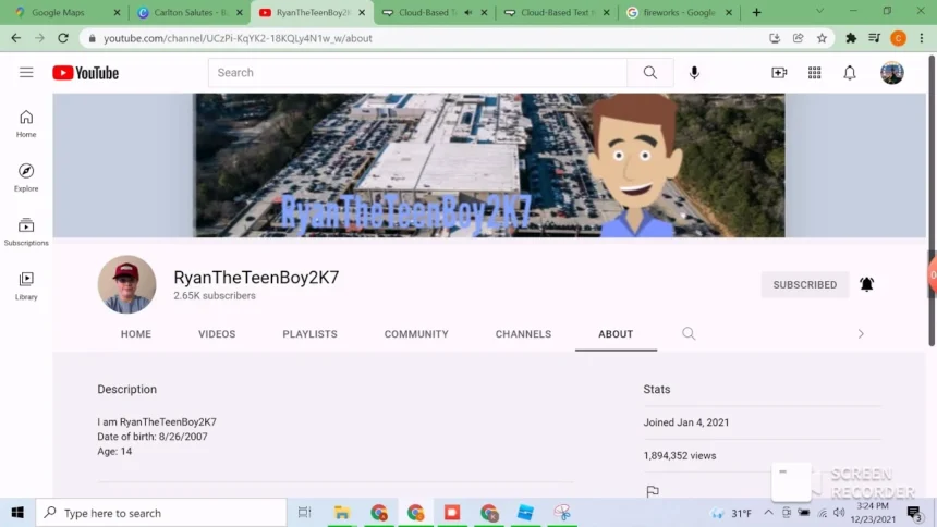 RyanTheTeenBoy2K7 YouTube